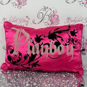 Playboy bunny pillow shiny shimmer y2k rare velour Pink Decorative Pillow